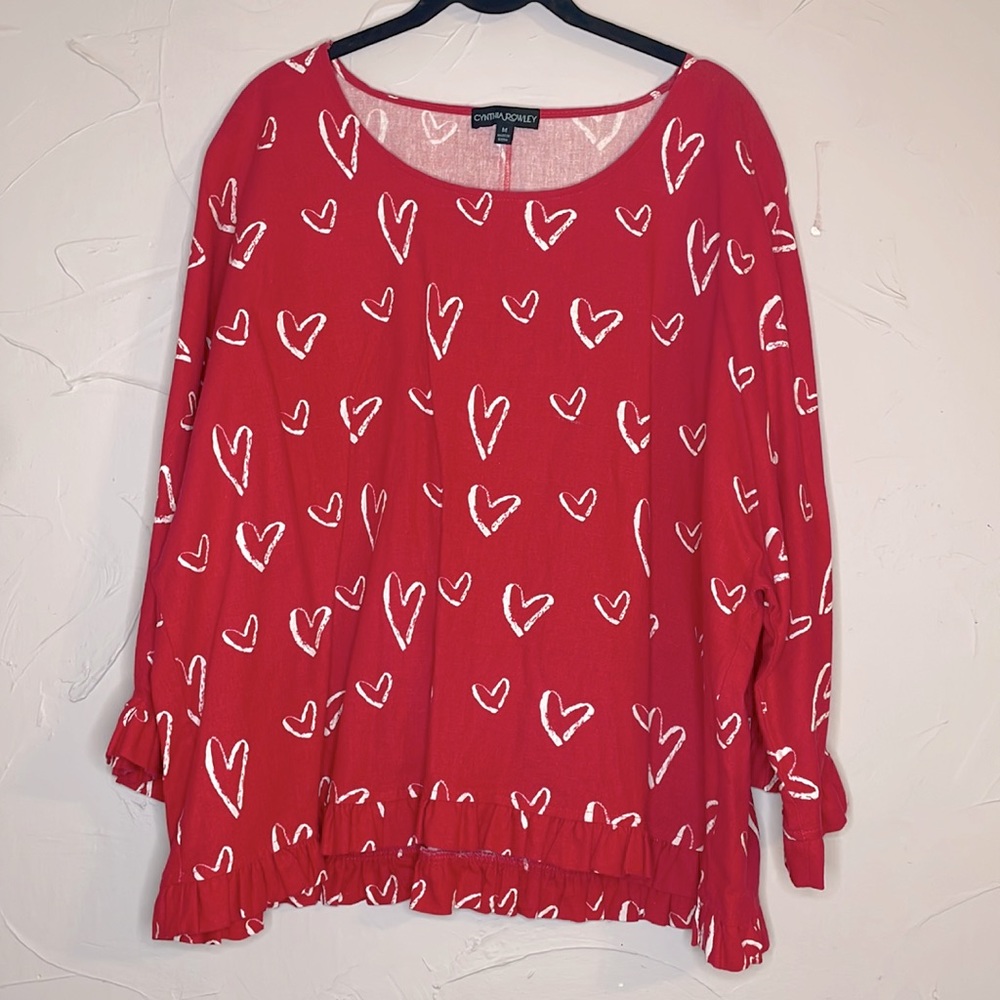Heart print blouse M Cynthia Rowley